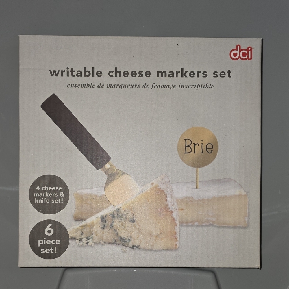 DCI Writable Cheese Markers Set with Wood Handle Knife